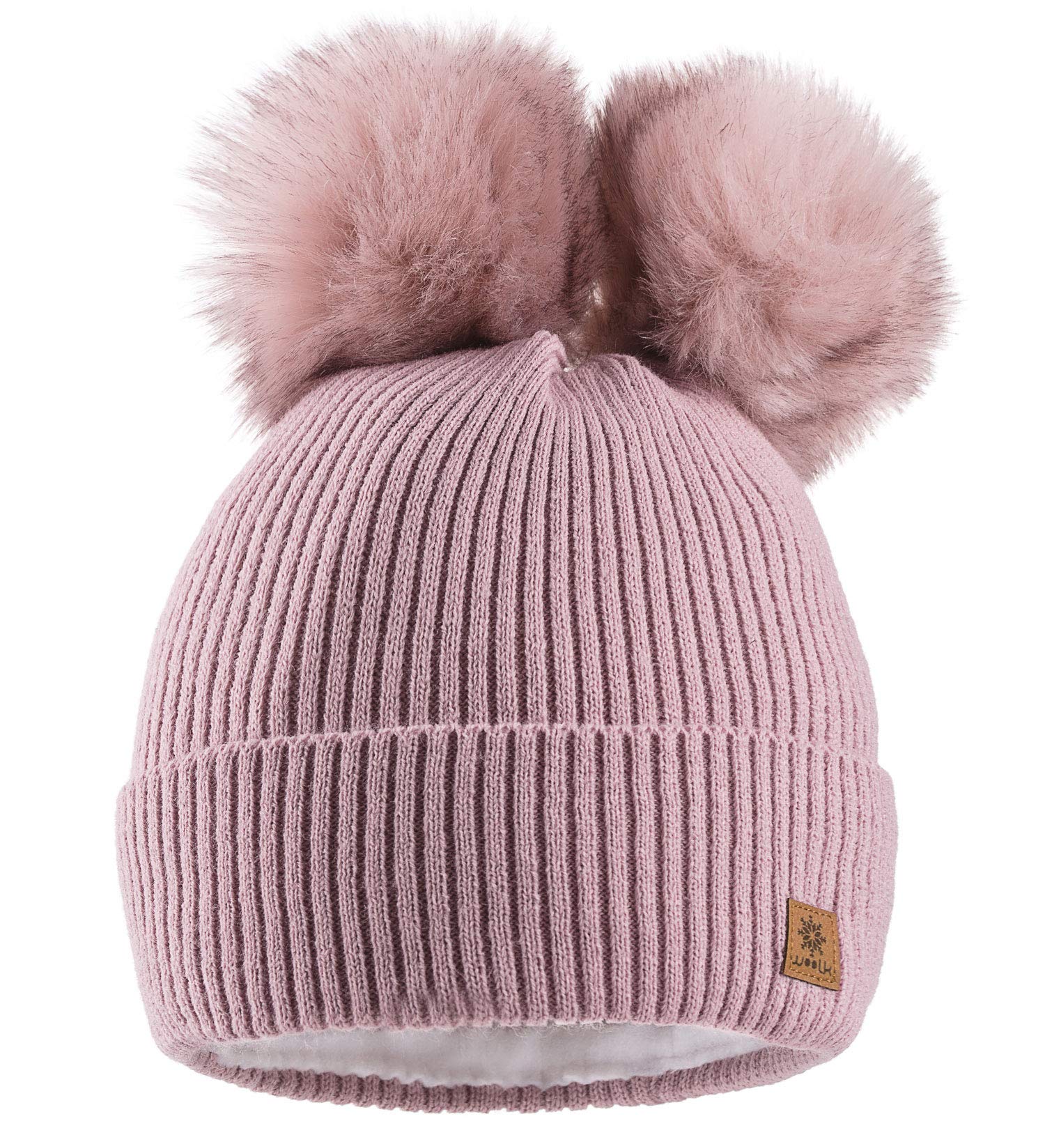 Sponsored Ad – Women Ladies Winter Beanie Hat Knitted Chunky with Double Faux Fur Pom Pom
