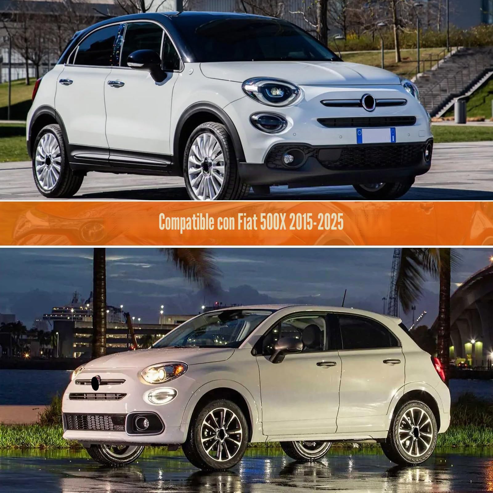 Funda Coche Reemplazo para 2015-2024 Fiat 500X/Cross/Urban Look/Sport, Funda para Coche Exterior Cubre Coches Impermeable Transpirabl Coberturas Completas protección de Nieve, Lluvia, Polvo | Funda para coche con puerta con cremallera para el sol, lluvia,