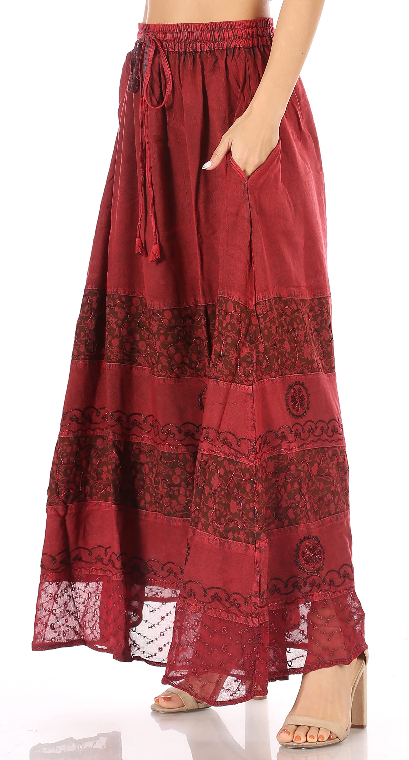 Sakkas Sandra Frauen Casual Lange Maxi Boho Gypsy Rock Elastische Taille & Taschen
