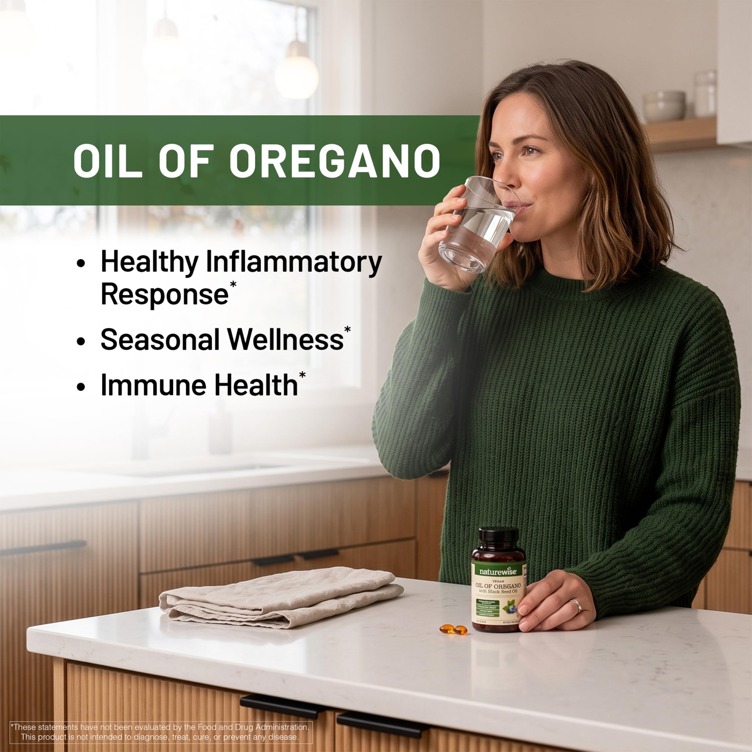 NatureWise Vegan Oil of Oregano with Black Seed Oil - 60% Carvacrol - High-Potency Thymoquinone - Immune & Seasonal Wellness Support - USA Manufactured - 150 Softgels[75-Day Supply] — Amazon image 2