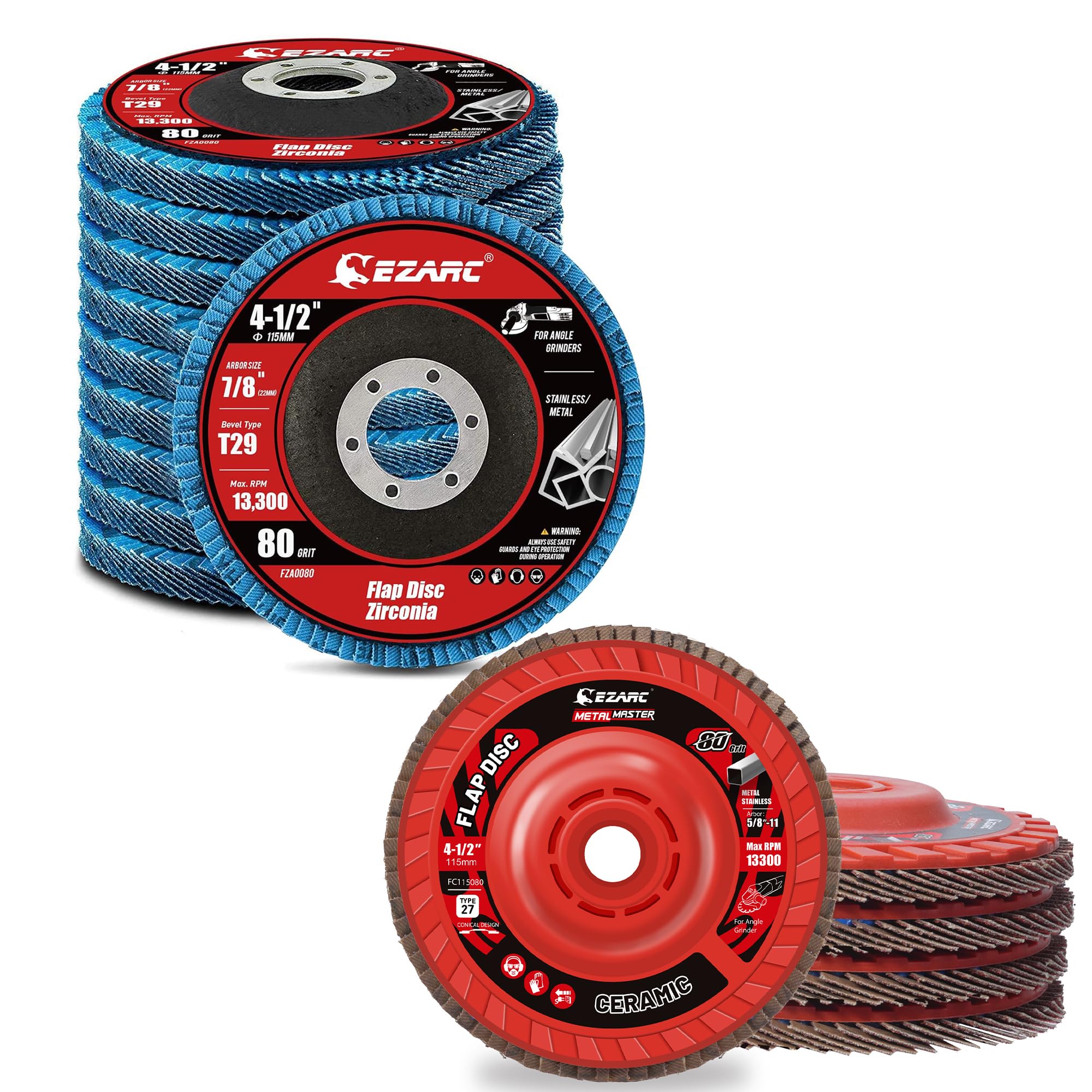 EZARC Standard Version & Ceramic Grain Flap Discs 80 Grit