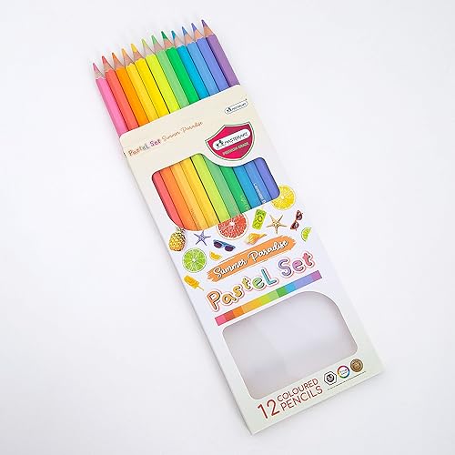 Miniatura 2 de MASTERART Lápices de colores pastel, 12 colores para niños y adultos (pasteles de paraíso de verano)