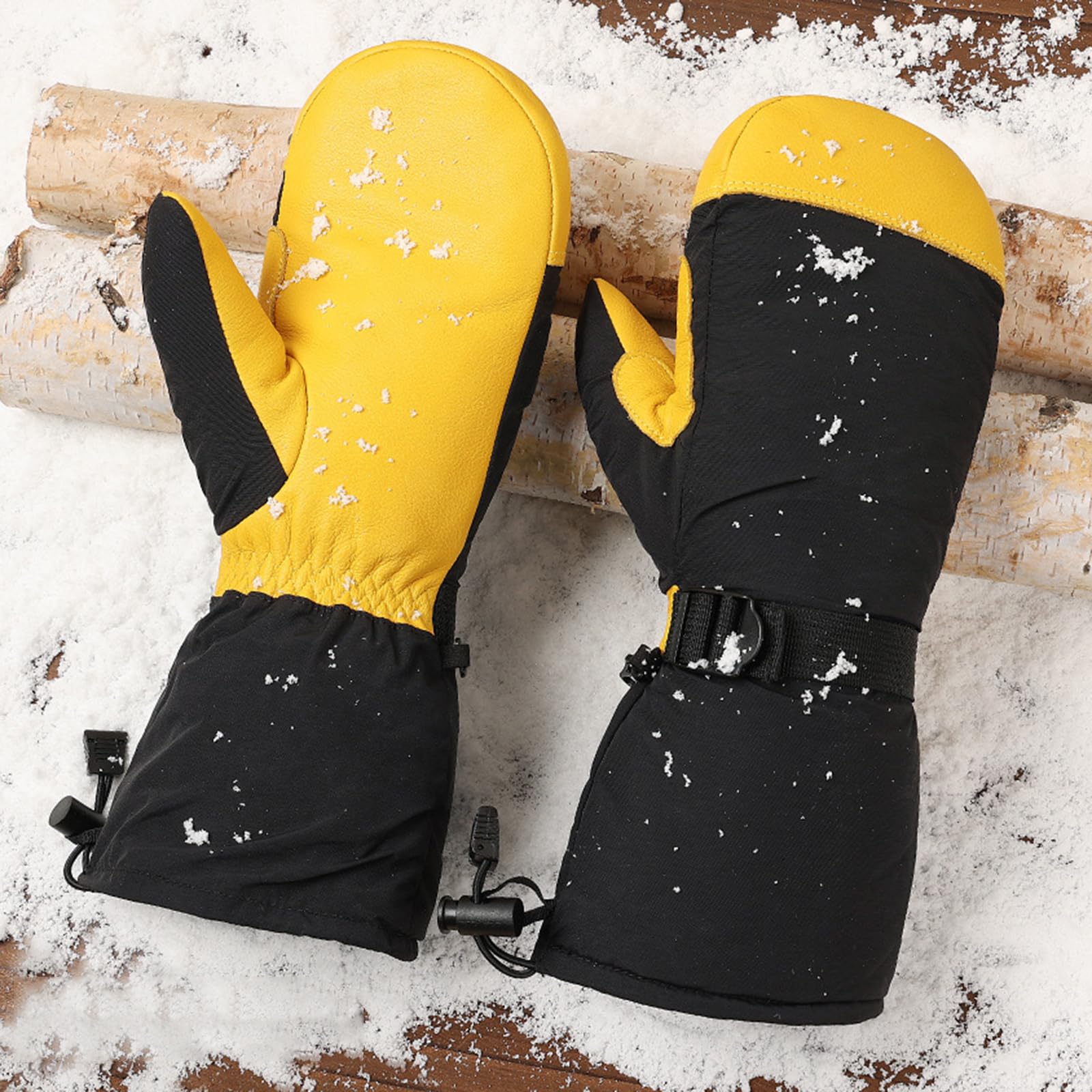 Guantes de esquí unisex con correa de mano ajustable, impermeables, resistentes al viento, guantes de aislamiento térmico para hombres y mujeres, guantes térmicos para climas fríos