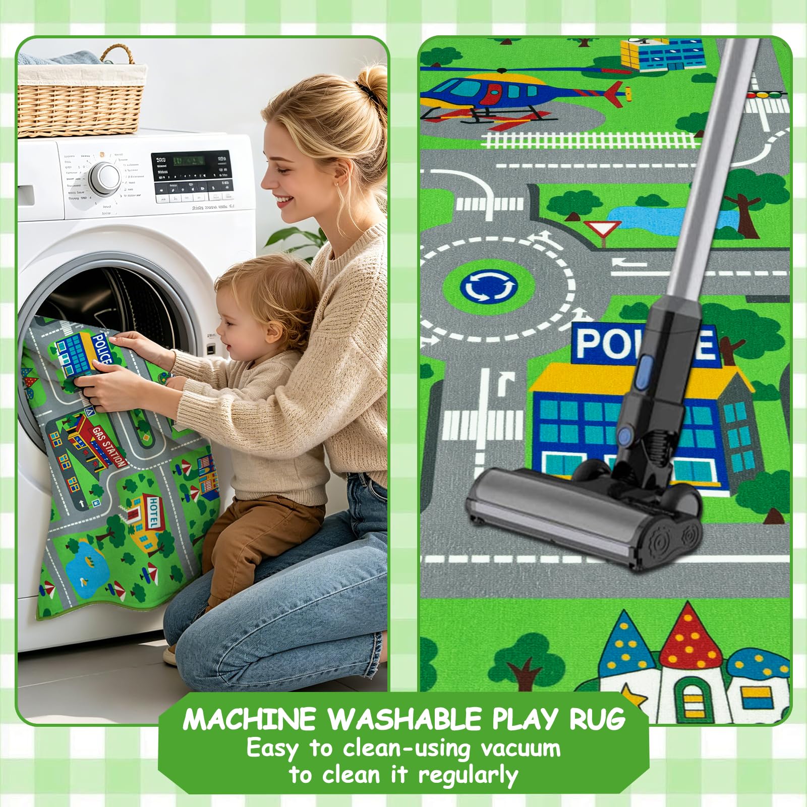 alfombra de juegos para niños, 150 x 200 cm, extra grande, alfombra de aprendizaje de la vida urbana, educativa para el coche, para bebés, dormitorio, sala