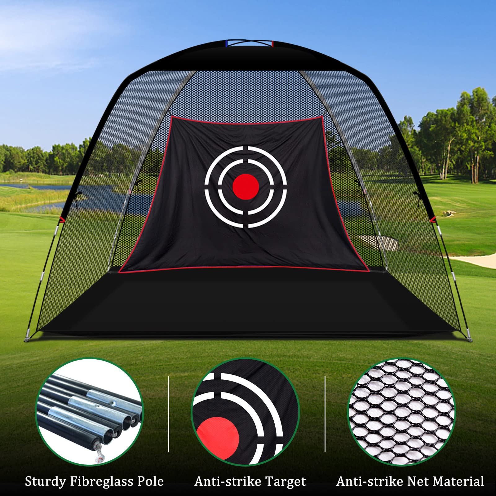 Filets de frappe pour entraînement de golf pour conduite dans le jardin, utilisation en intérieur, filets de conduite de golf robustes pour jardin, filets à impact portables de qualité