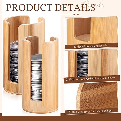 Miniatura 4 de Suclain 2 organizadores de tapas de tarro Mason (uno para boca ancha y uno para boca normal), tapa vertical para frascos de masón, accesorios para