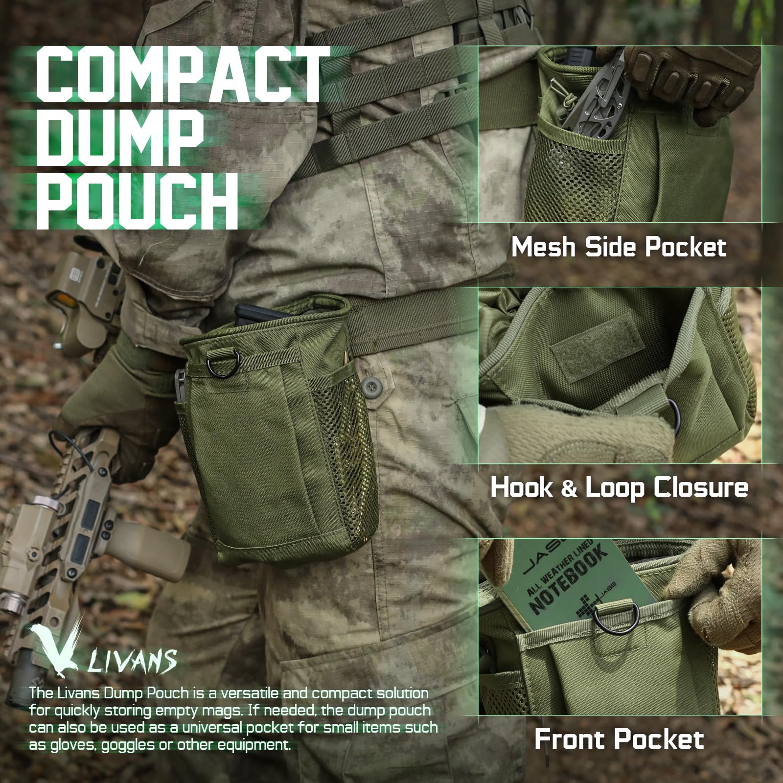 Amazon.co.jp: (Army Green) - Livans Tactical Molle Dump Pouch