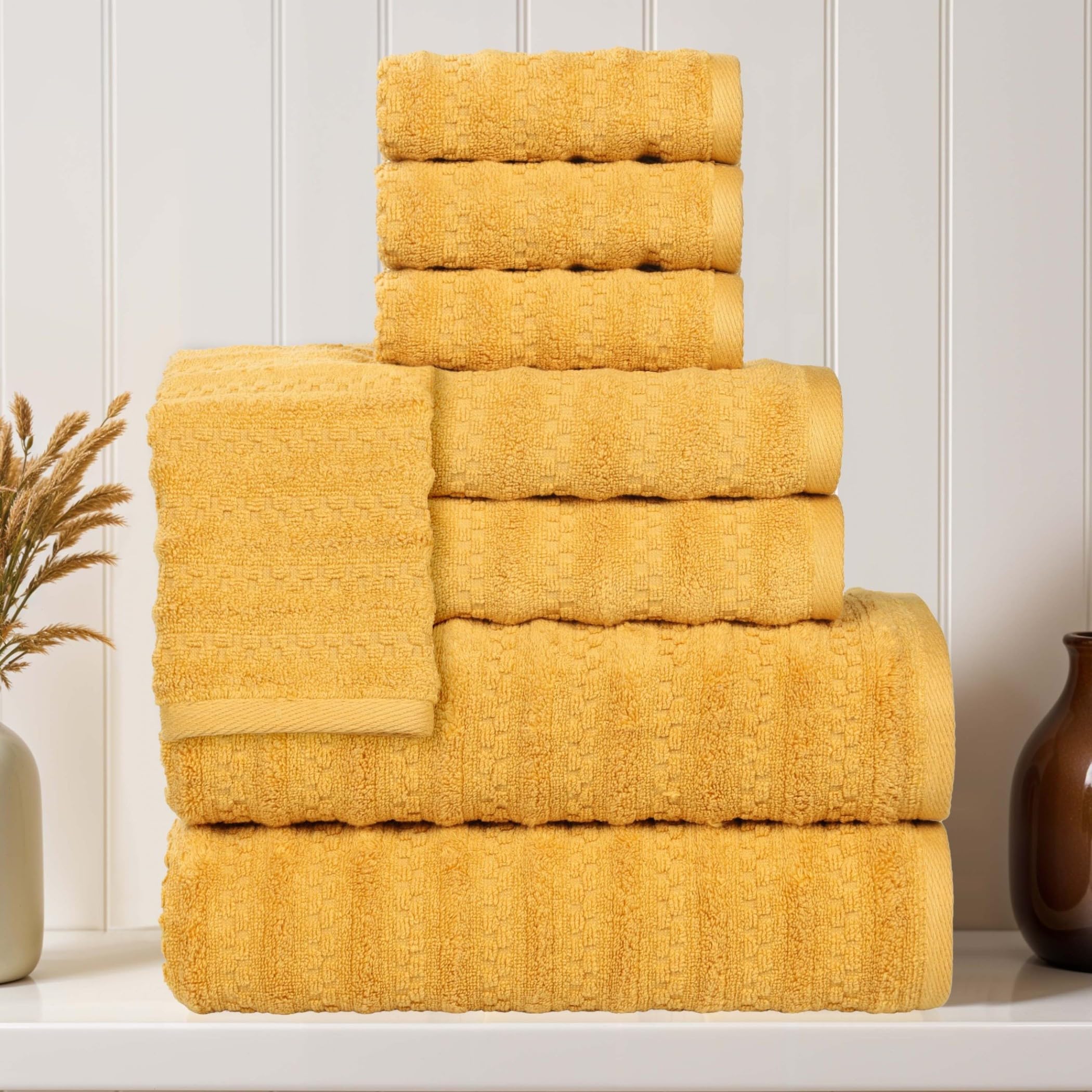 Toallas de algodón para ducha y baño de invitados, juego de 8 toallas absorbentes de felpa