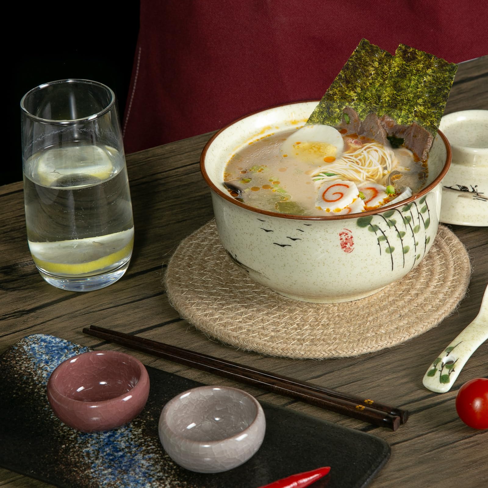 Amazon.com: Niturceal Ceramic Ramen Bowl Set Ramen Noodle Bowl