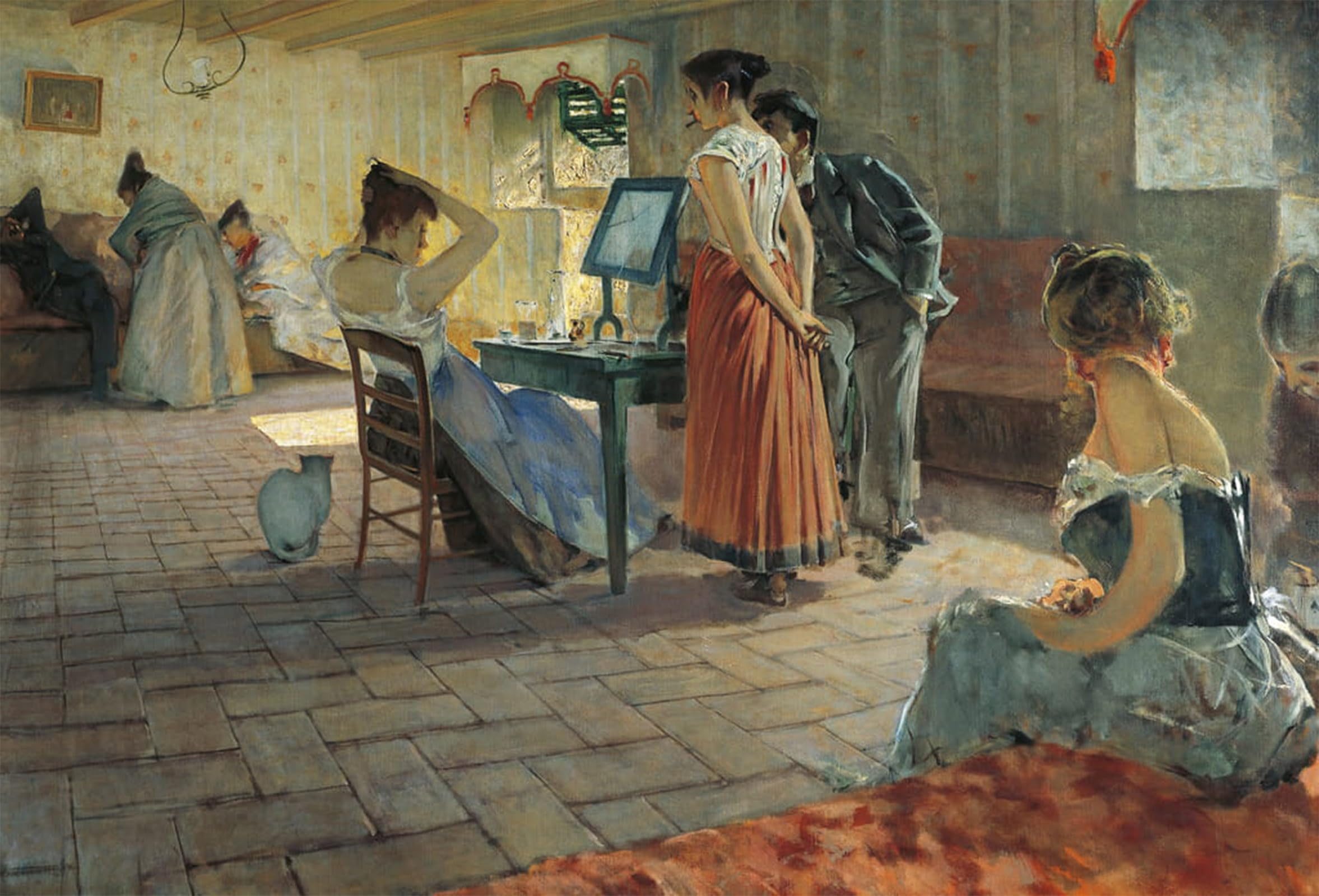 HRJUBWREE Retro Picture Art Painting Wall Poster Morning Toilette by Telemaco Signorini Vintage Art Print for Home Decor 60x90cm