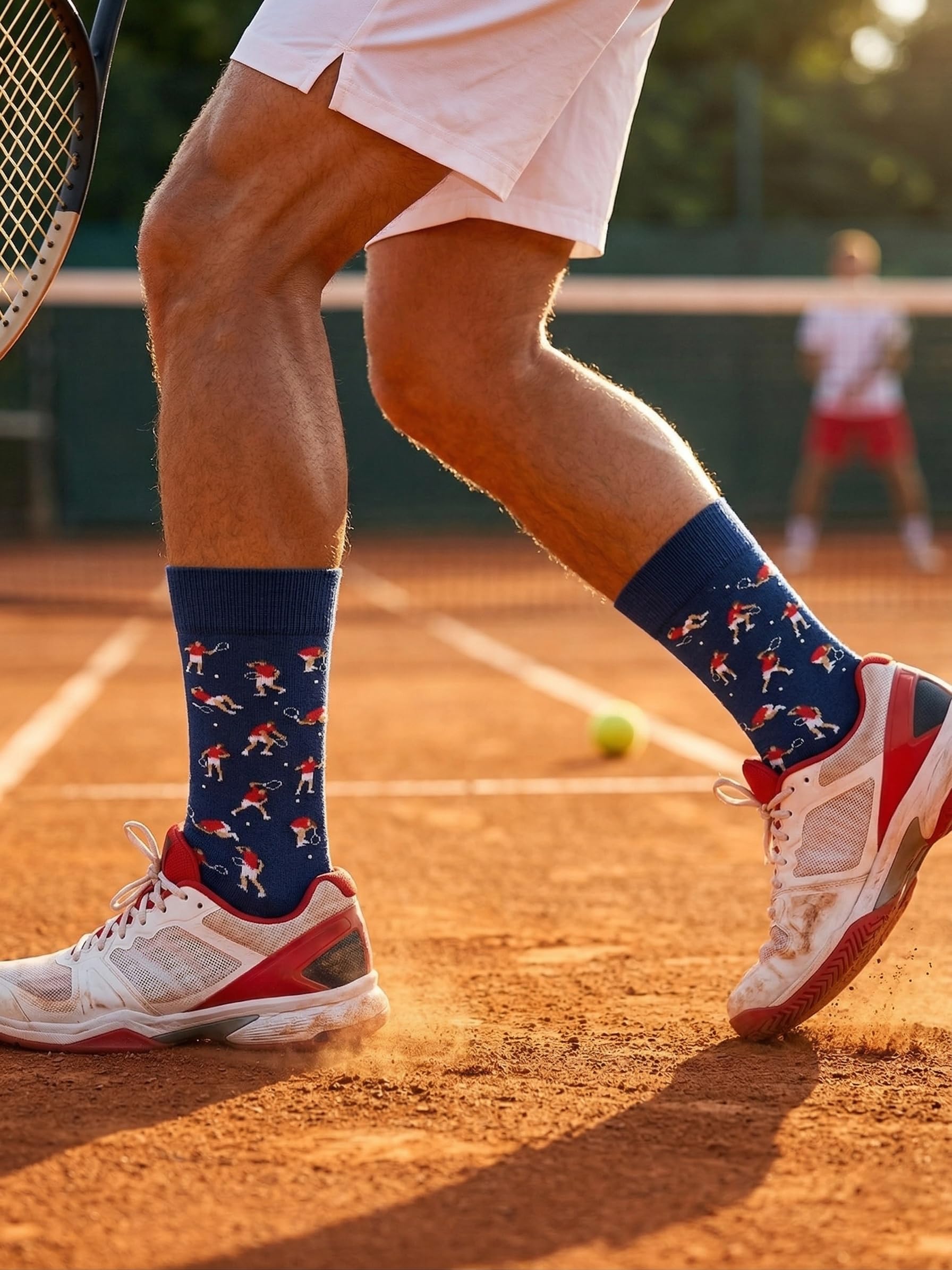Socks with Frustrated Tennis/Pickleball Player/Drinker Design, Novelty Cotton Screw Socks for Men, Size 8-13
