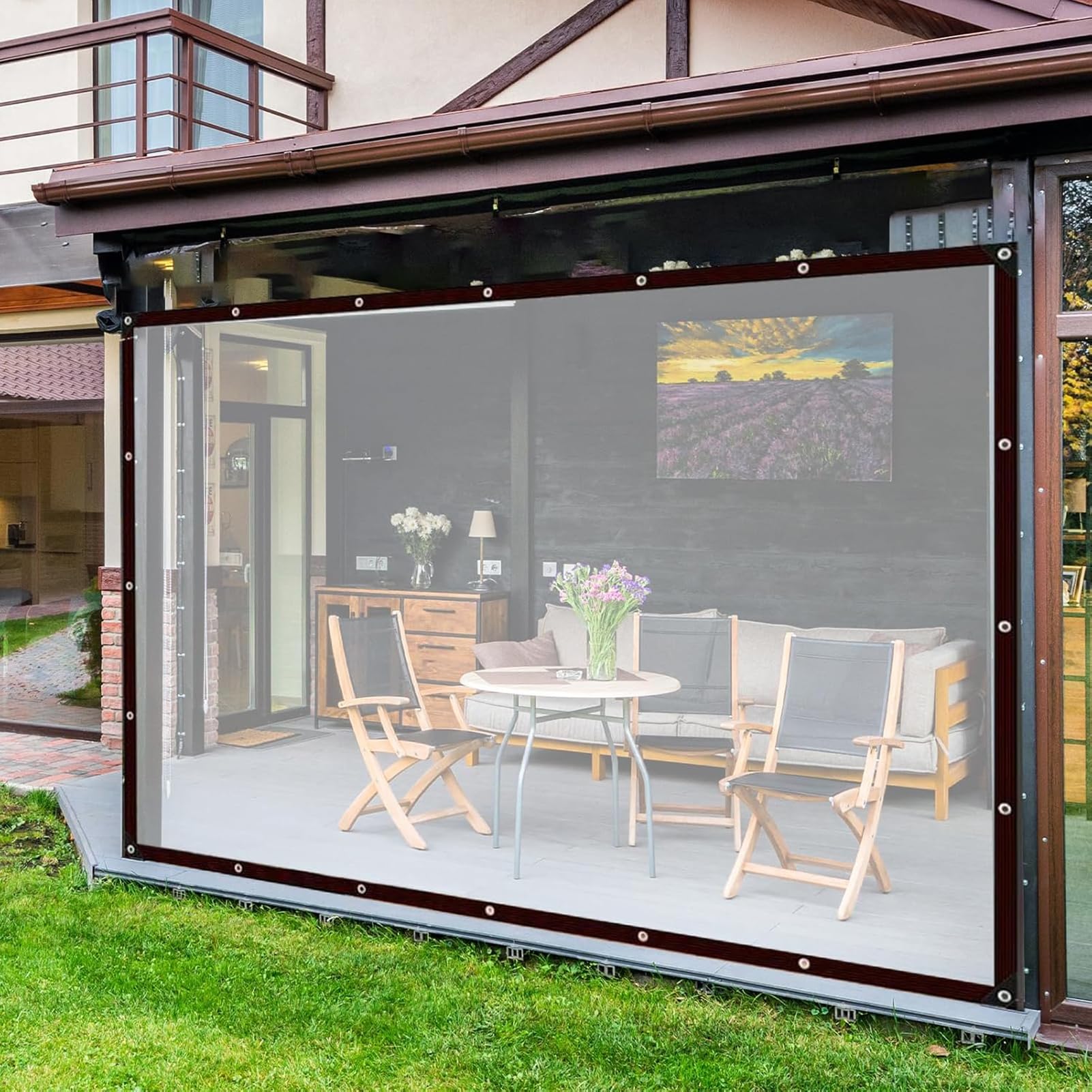 クリアタープ 金属製グロメット 結束ロープ付 防水 防塵 温室 庭 パティオ クリアタープ 金属製グロメット 結束ロープ付 防水 防塵 温室 庭 パティオ