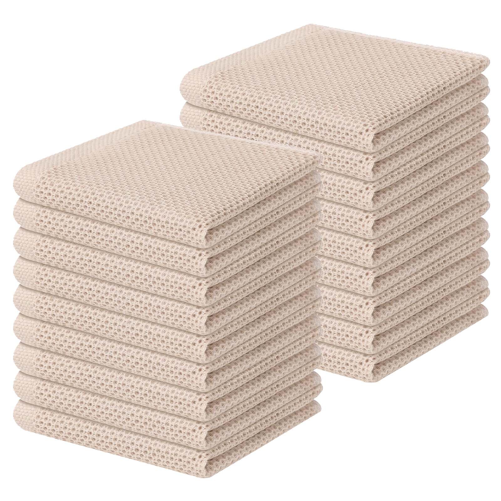 Homaxy 100% Cotton Waffle Weave Kitchen Dish Cloths 18-Pack, Beige