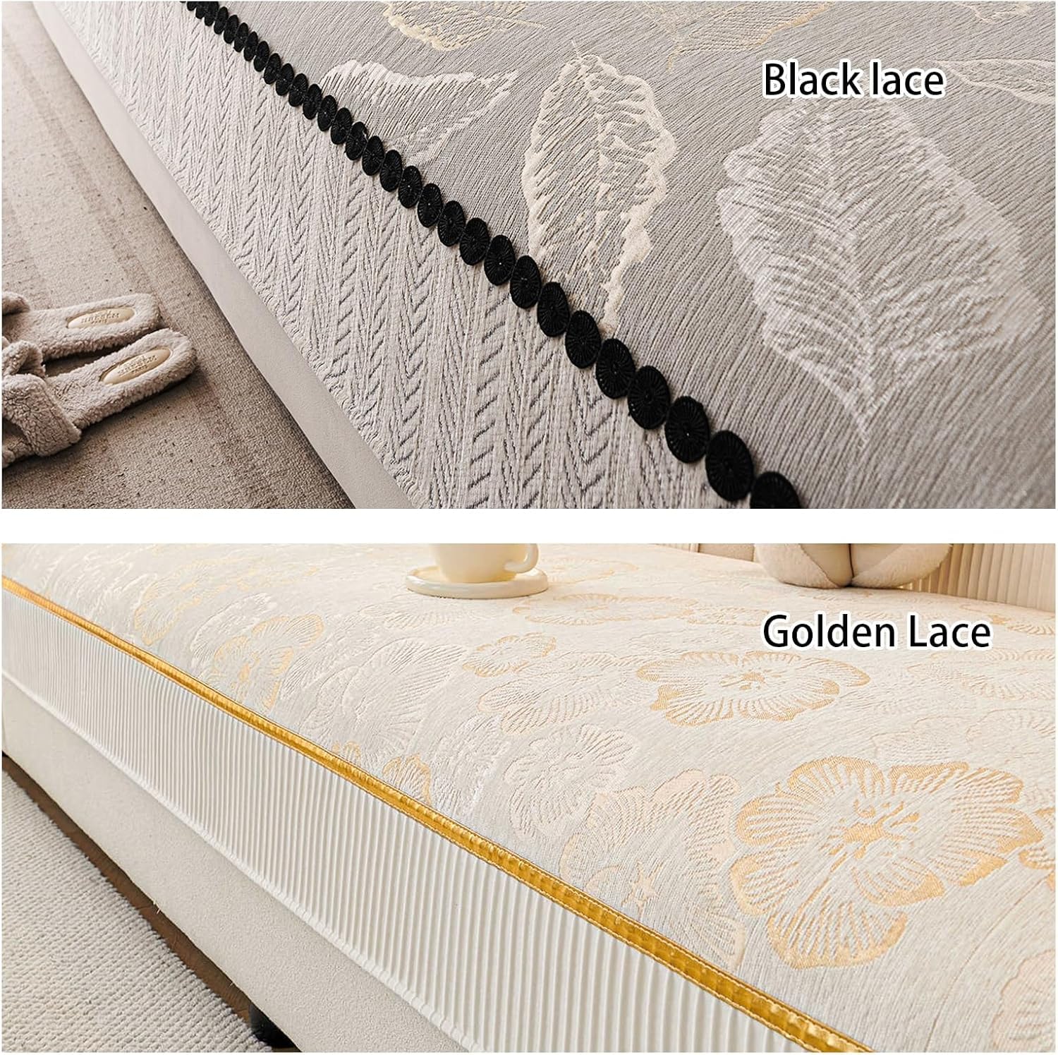 Funda para Sofà Chaise Longue,Funda de sofá de Chenilla de espigapara,Nuevas Antideslizantes Universales Fundas de Sofá con Textura Gruesa Sólida para Sala de Estar,Light Gray 1,110 * 160cm