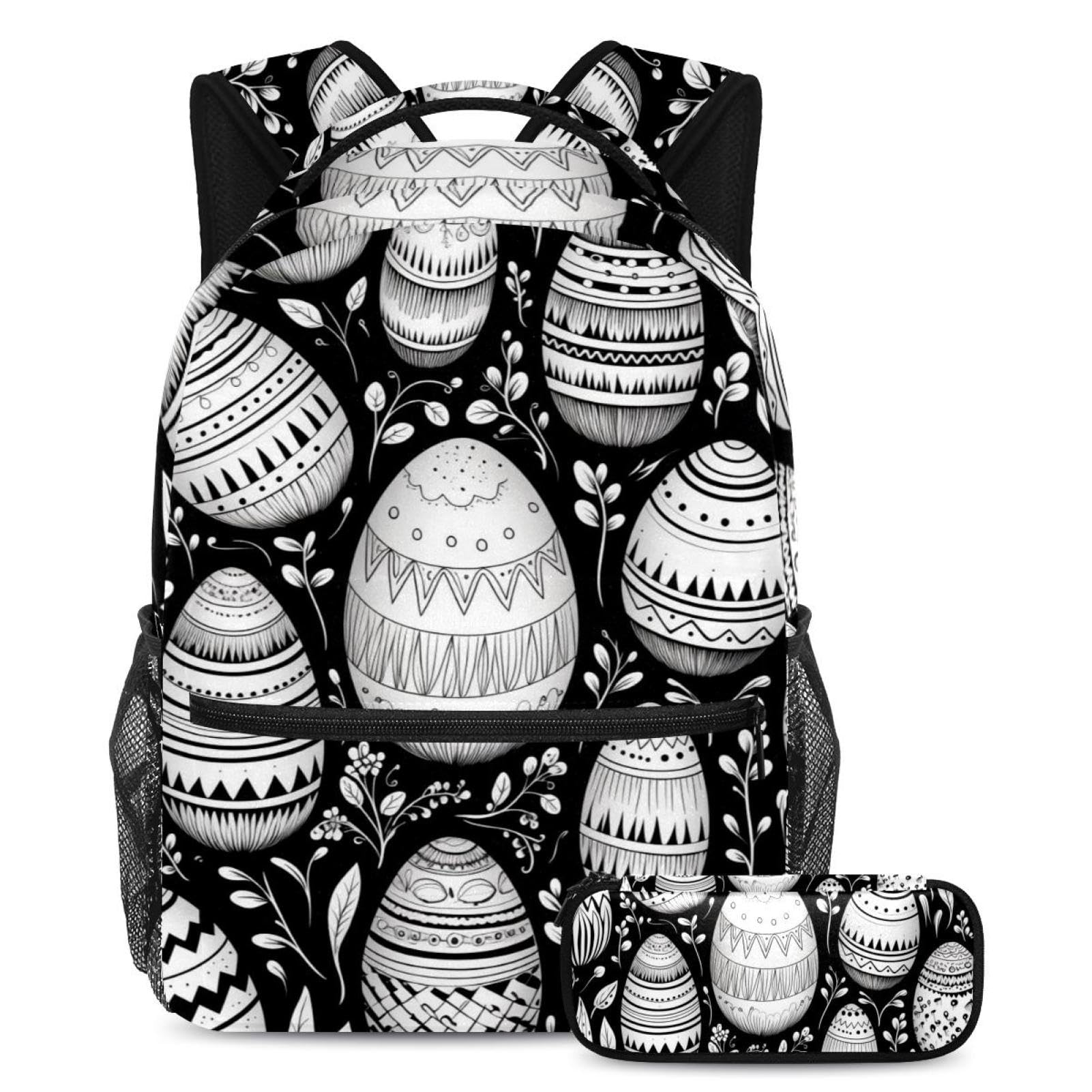 'Happy Easter Day' uwolnij kreatywność, plecak z piórnikiem dla chłopców dziewcząt nastolatków, zestaw tornistra dla dzieci, 2 szt