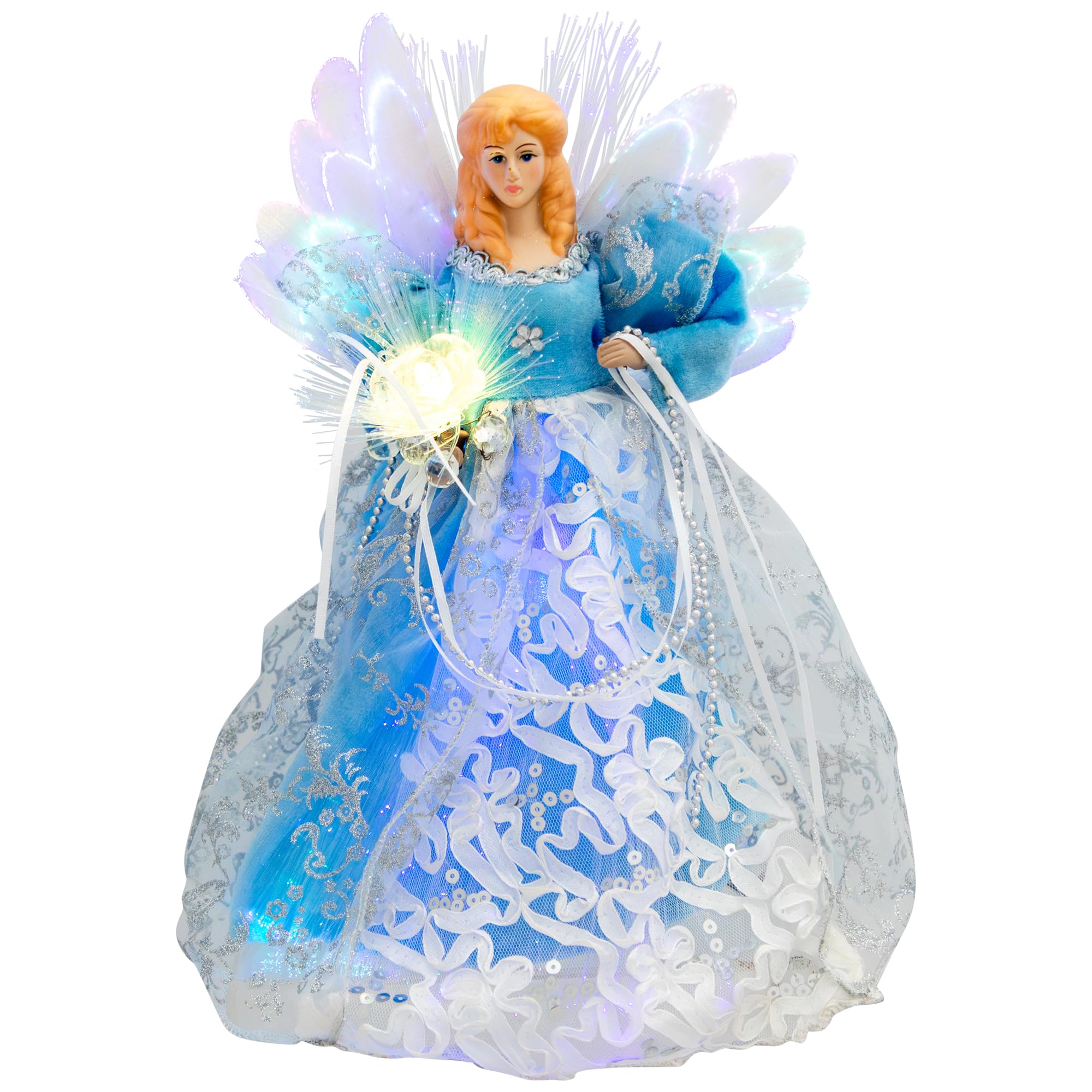 Lighted Fiber Optic Angel Christmas Tree Topper - 12