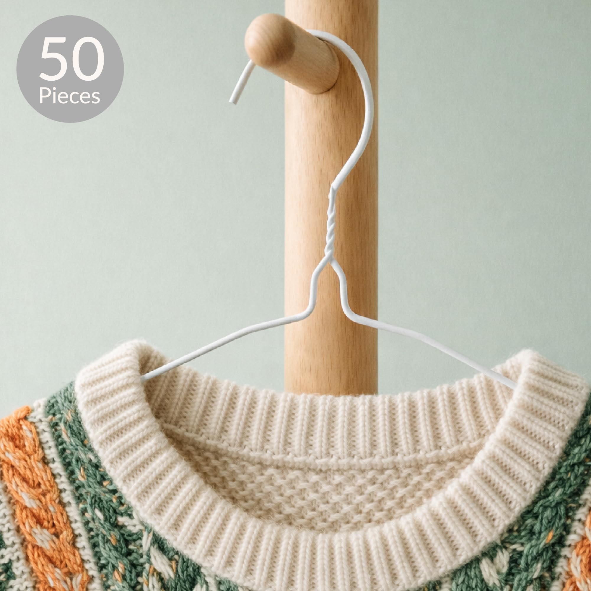 Hangerworld 50 Grucce in Metallo Bianco 40cm Salvaspazio Extra Strong per Lavanderia