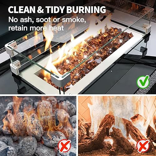 Miniatura 4 de Apromise Vidrio de fuego para hoguera - Vidrio para hoguera de 12 pulgada  Vidrio reflectante para fogata de propano y chimenea  20 libras