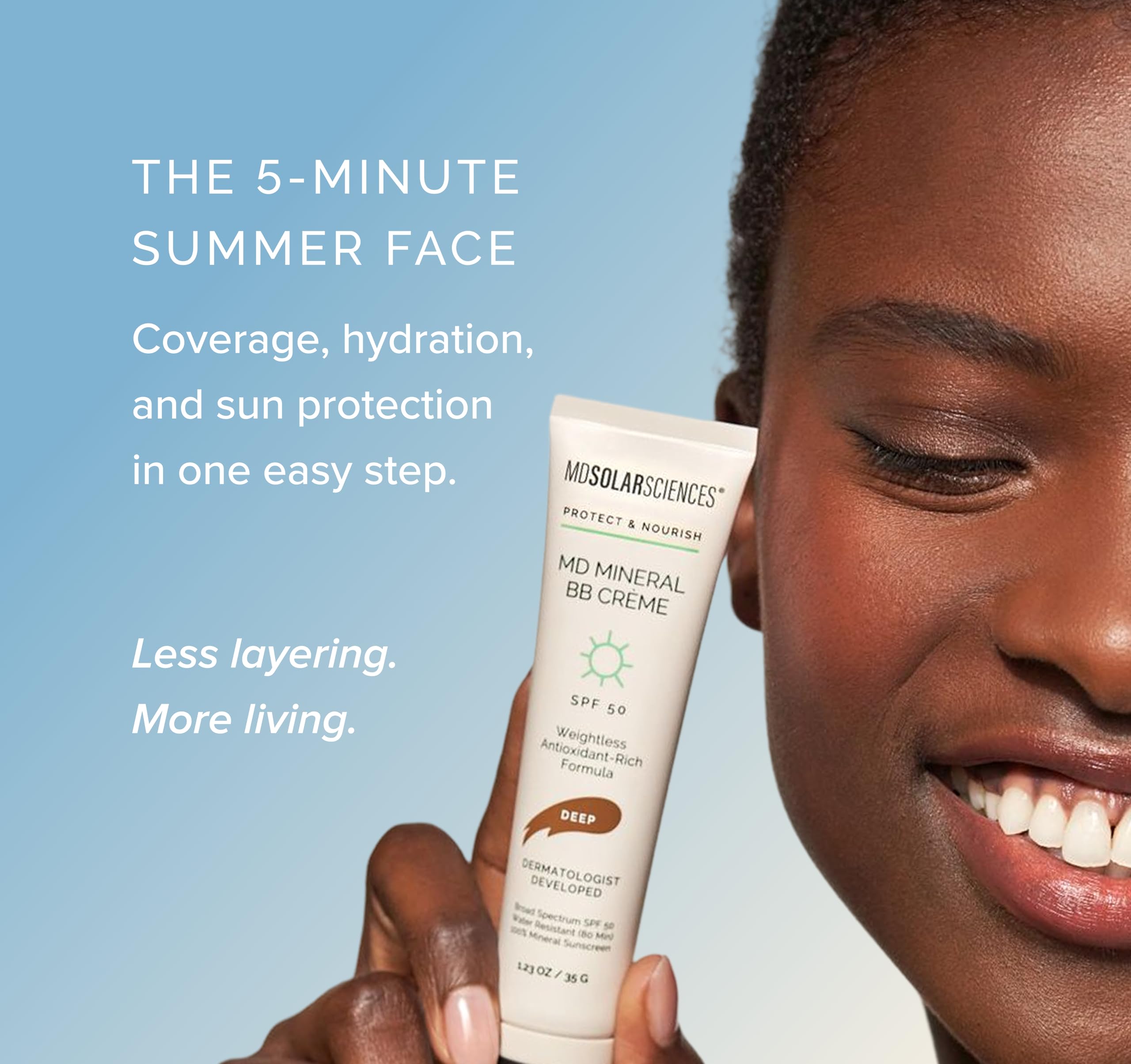 MDSolarSciences MD Mineral BB Cream SPF 50 - Sheer-Tinted Daily Sunscreen - Matte Finish with Broad-Spectrum Protection - BB Cream for Oily Skin - Fragrance-Free with Caffeine - Deep - 35 g Makeup