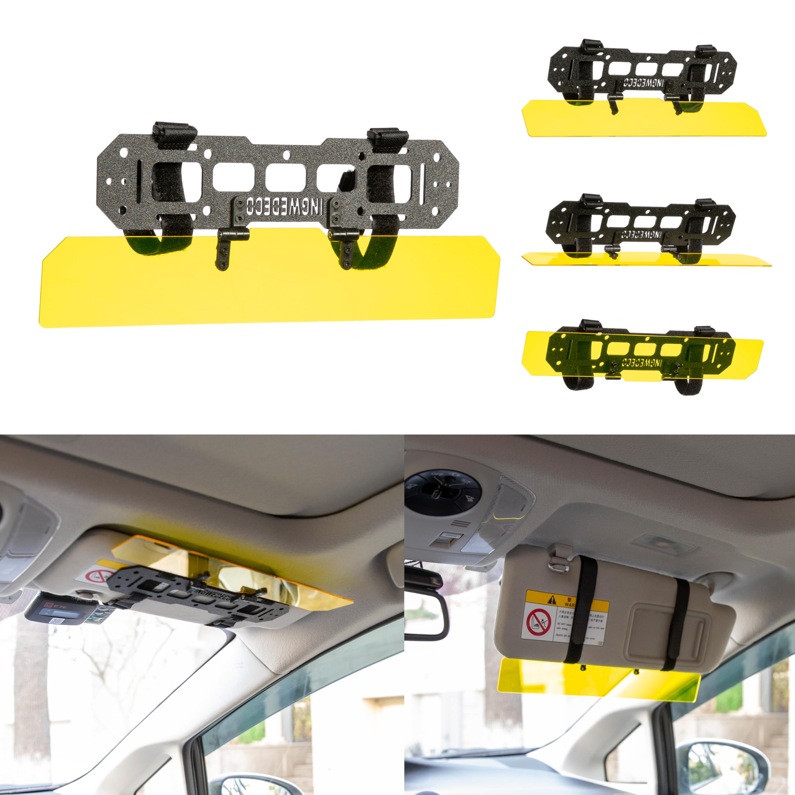 ABS Mini Tactical MOLLE Panel Organizer & Adjustable Anti-Glare Night Safe Driving Visor Extender - Universal Vehicle Storage for Car, SUV, Truck | EDC Pouch, Tool Holster, Gadget Holder & Gear Rack