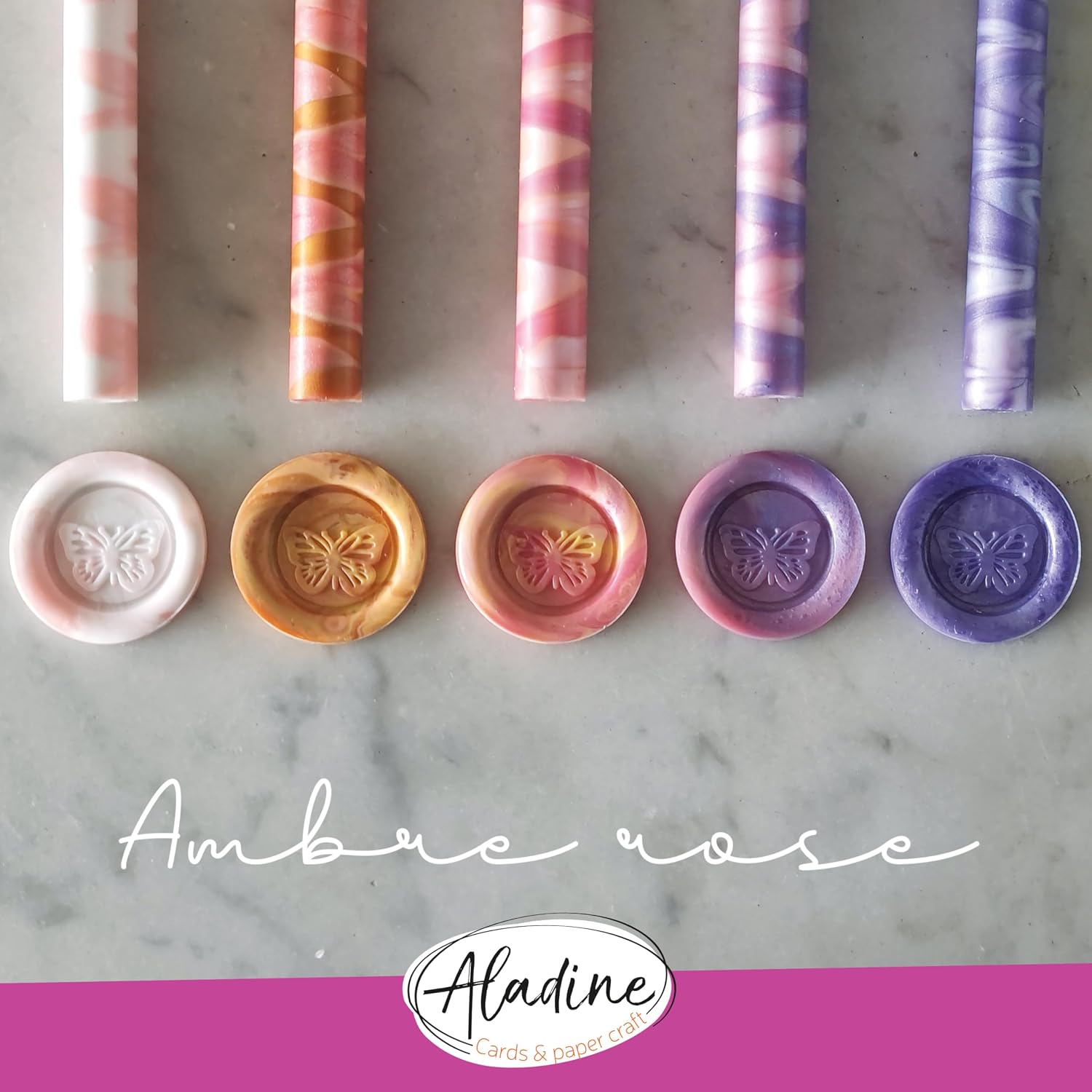 Aladine - Pack of 5 Paint Over Wax Sticks - Marble Effect, Multi-Colour - 72459