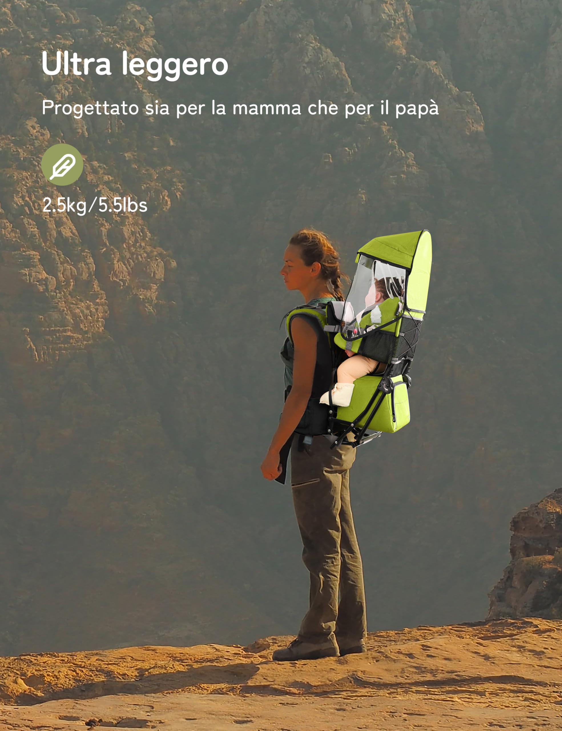 besrey Zaino Porta Bambino Trekking Zaino Porta Bambino Montagna (Verde Chiaro)