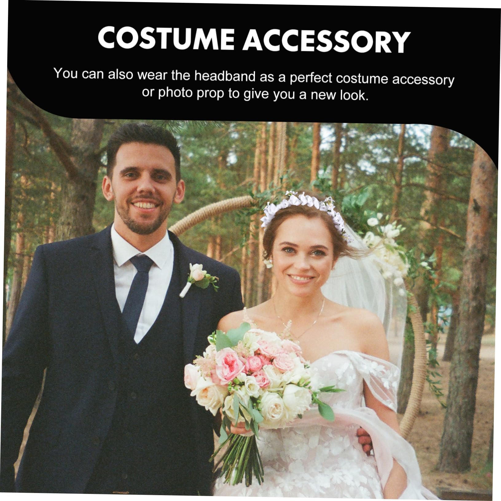 VICASKY 4 Pezzi Sposa con Artificiale e Fascia Matrimonio con Fiori Realistici Accessorio per e Nozze