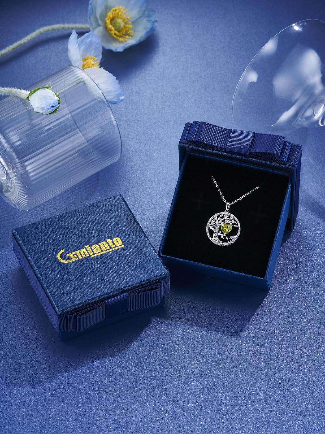 Tree of Life Necklaces 925 Sterling Silver Birthstone Necklace Heart Gemstone 18K White Gold Plated Mothers Day Fine Jewerly Gifts for Women Mothers, Adjustable Chain 18+2 Inches - Image 4