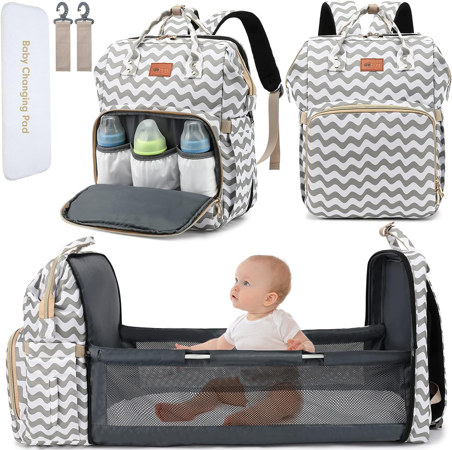 DEBUG Baby Diaper Bag Backpack with Changing Station Diaper Baby Bags