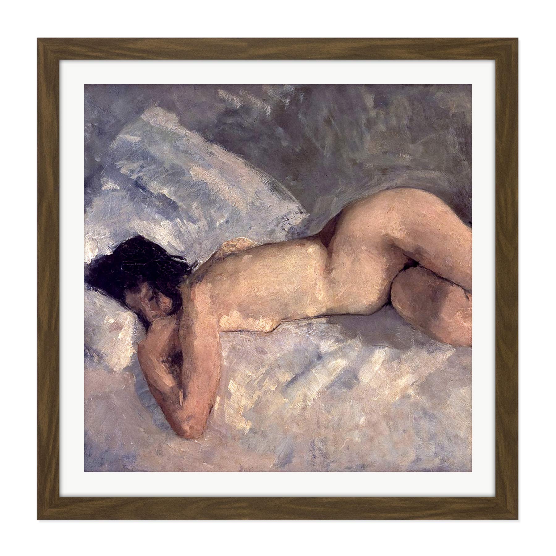 Artery8 Georg Hendrik Breitner Lying Naked 1887 Square Wooden Framed Wall Art Print Picture 16X16 Inch
