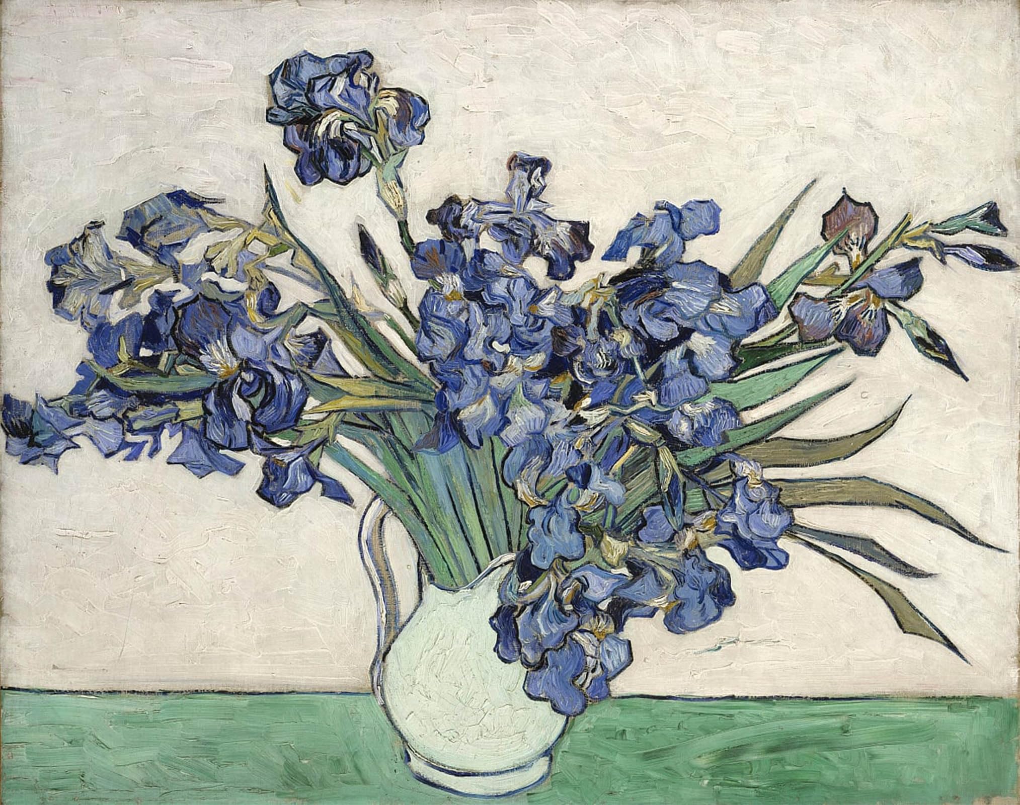 ARTXLXXBN Famous Painting Canvas Artwork Graffiti Print Vase with Irises Portrait Canvas Image for Home Decor 60x90cm