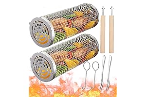 Rolling Grill Basket Set for Outdoor Grilling
