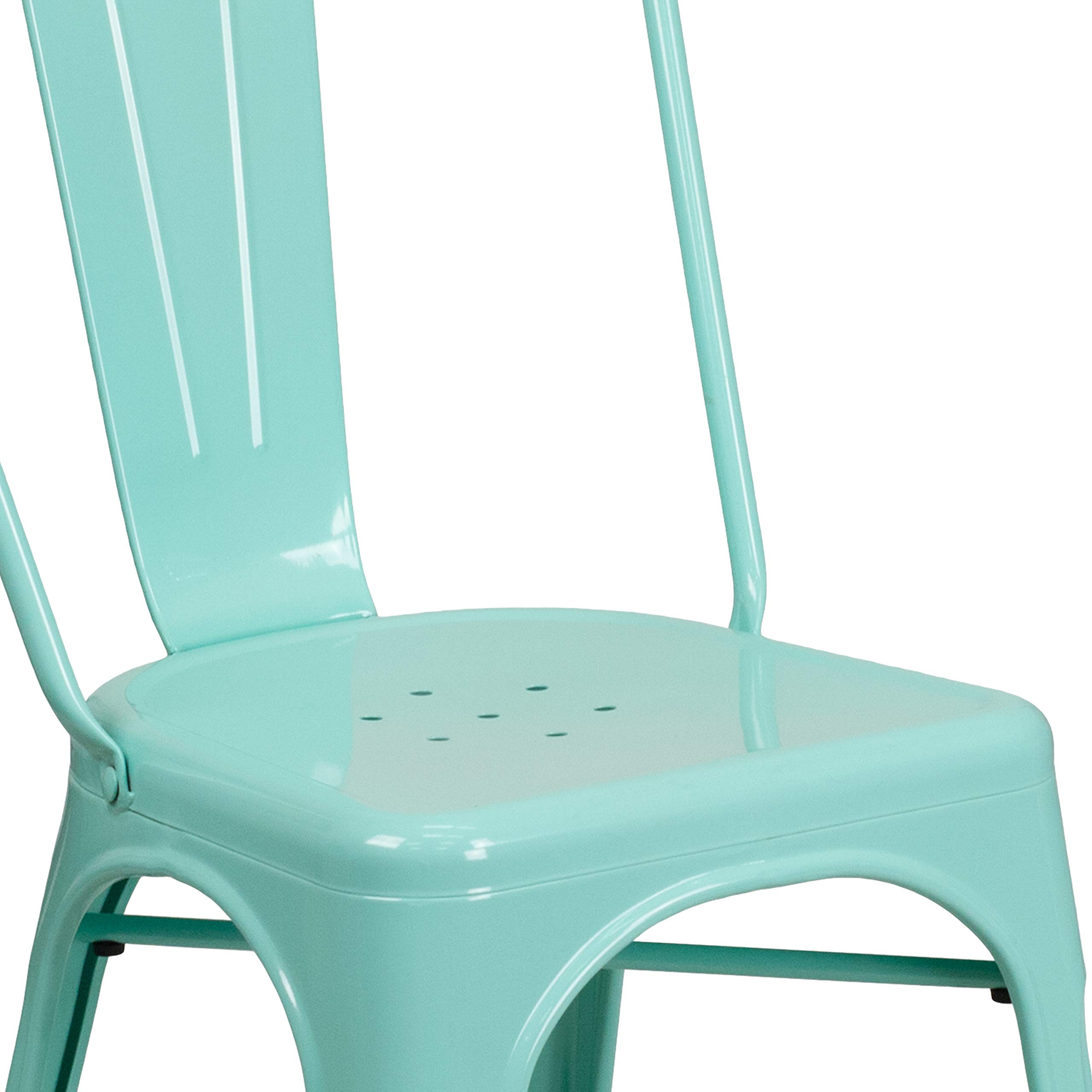 Flash Furniture Blake Commercial Grade Sedia impilabile per interni ed esterni in metallo verde menta, confezione da 4