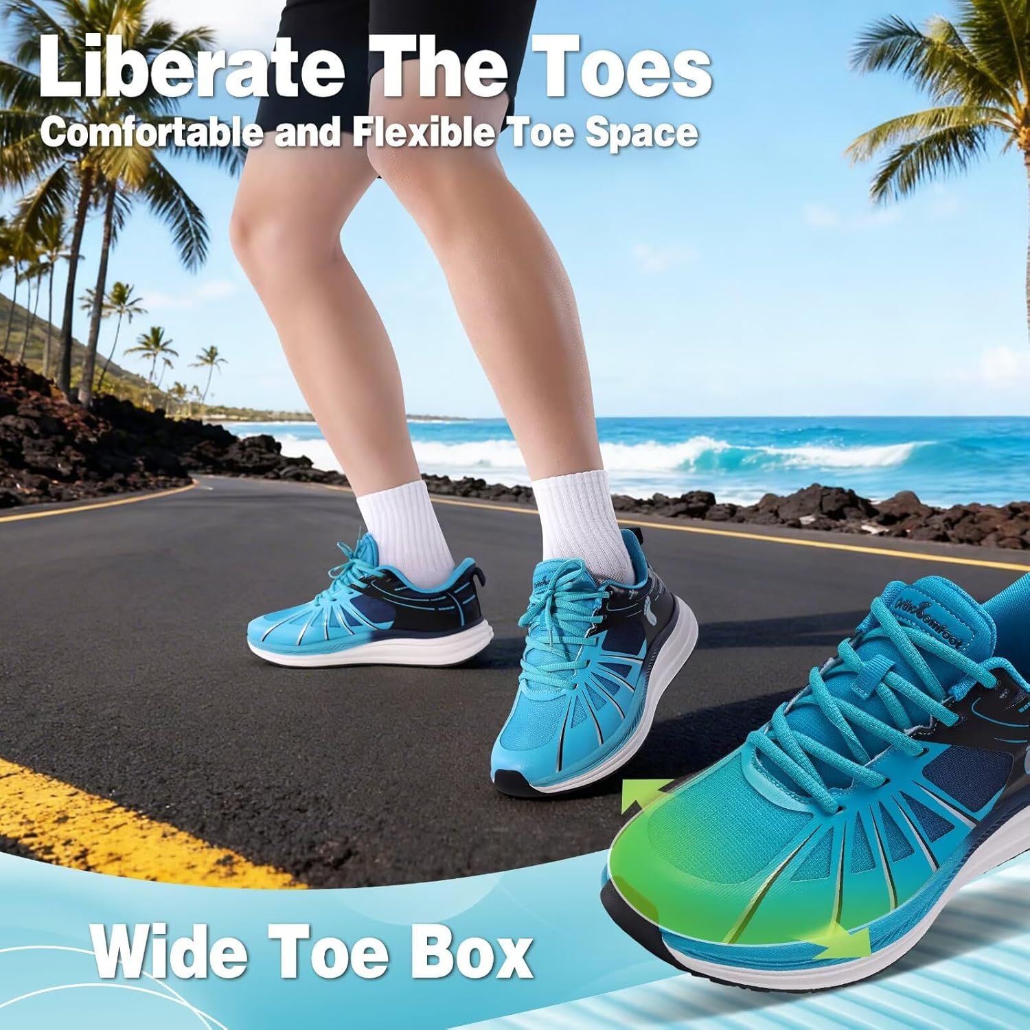 Men's Orthopedic Road Running Shoes: Comfortable Casual Arch Support Plantar Fasciitis Orthotic Sport Sneakers, Supportive Athletic Tennis Working Walking Shoes for Foot Heel and Pain Relief - Image 3