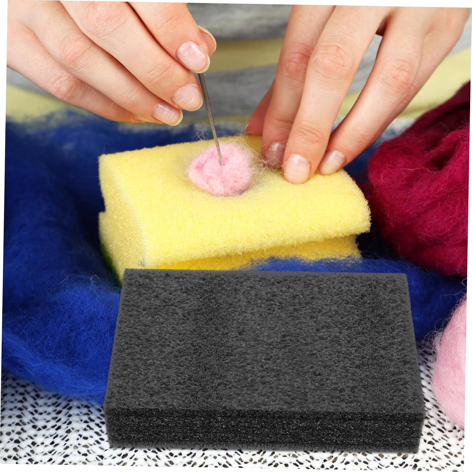 3pcs Needle Felting Pad Base for DIY Projects, Black Pearl Cotton