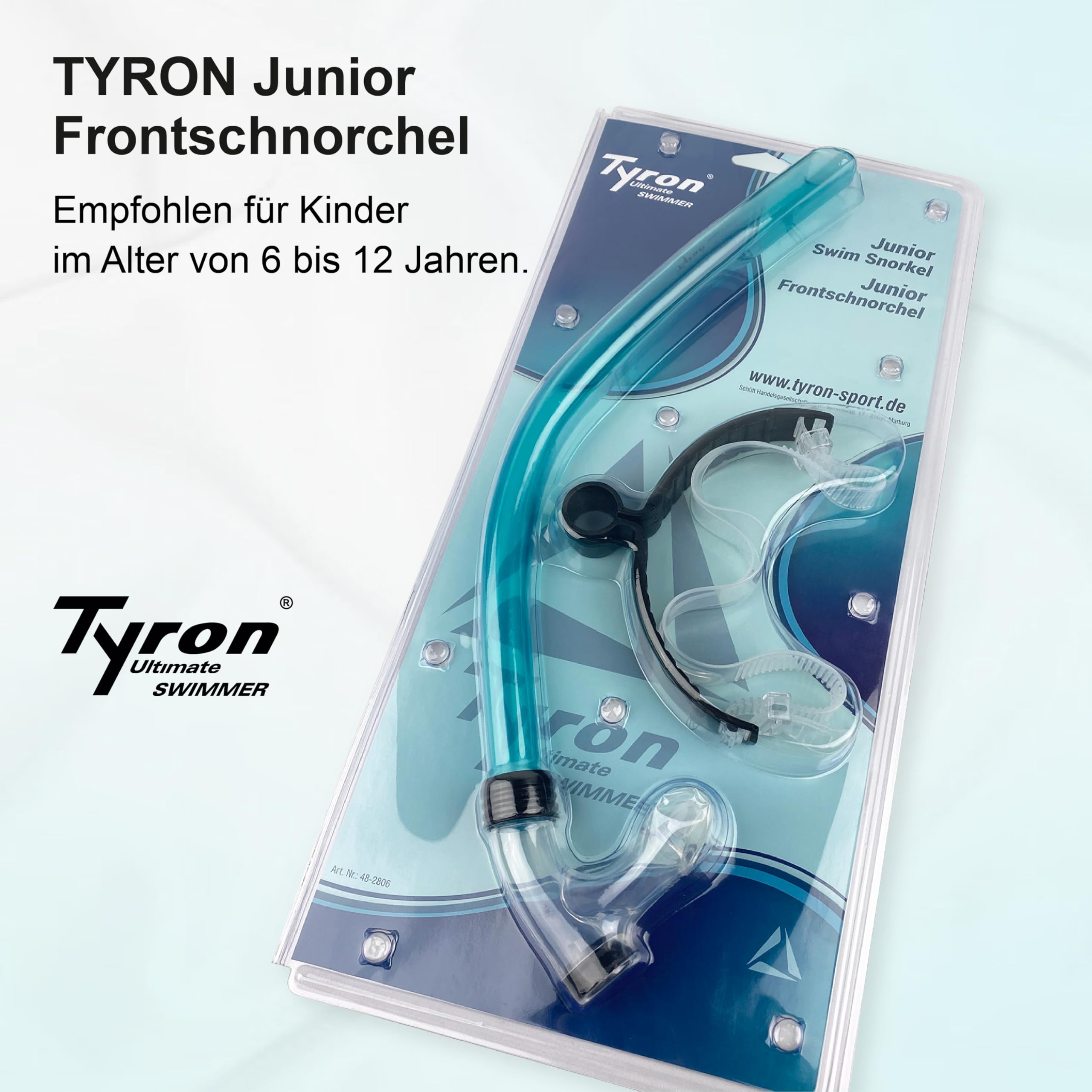 Tyron Frontschnorchel | Für Erwachsene & Kinder | Schwimm- und Techniktraining | Schwimmen & Schnorcheln | Mundstück und Riemen aus weichem Silikon