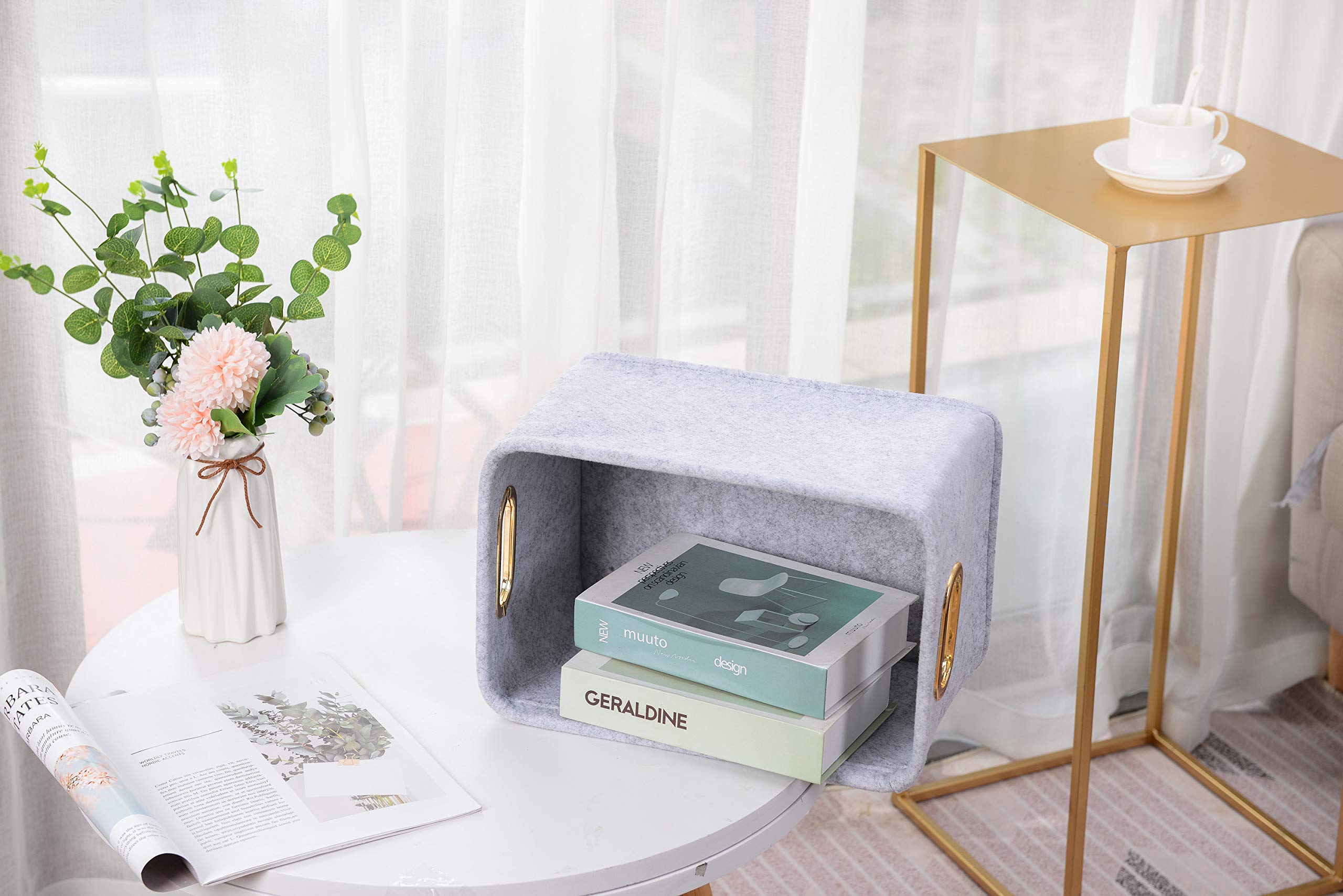 Cestas de almacenamiento plegables de fieltro con asas de metal para juguetes, habitación de niños, ropa, toallas y revistas, cajas organizadoras, contenedor 3