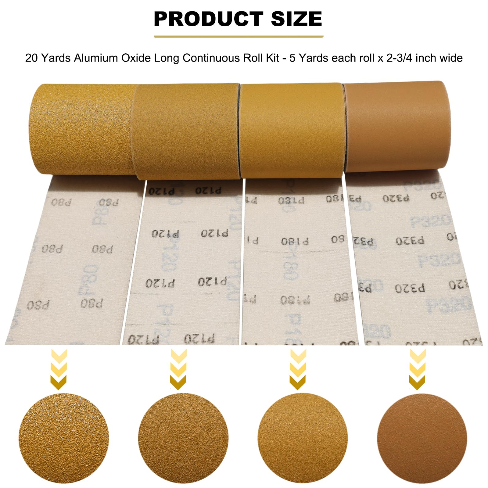 Continuous Sandpaper Roll Kit - 20 Yards, 80/120/180/320 Grit -2 Continuous Sandpaper Roll Kit - 20 Yards, 80/120/180/320 Grit -2