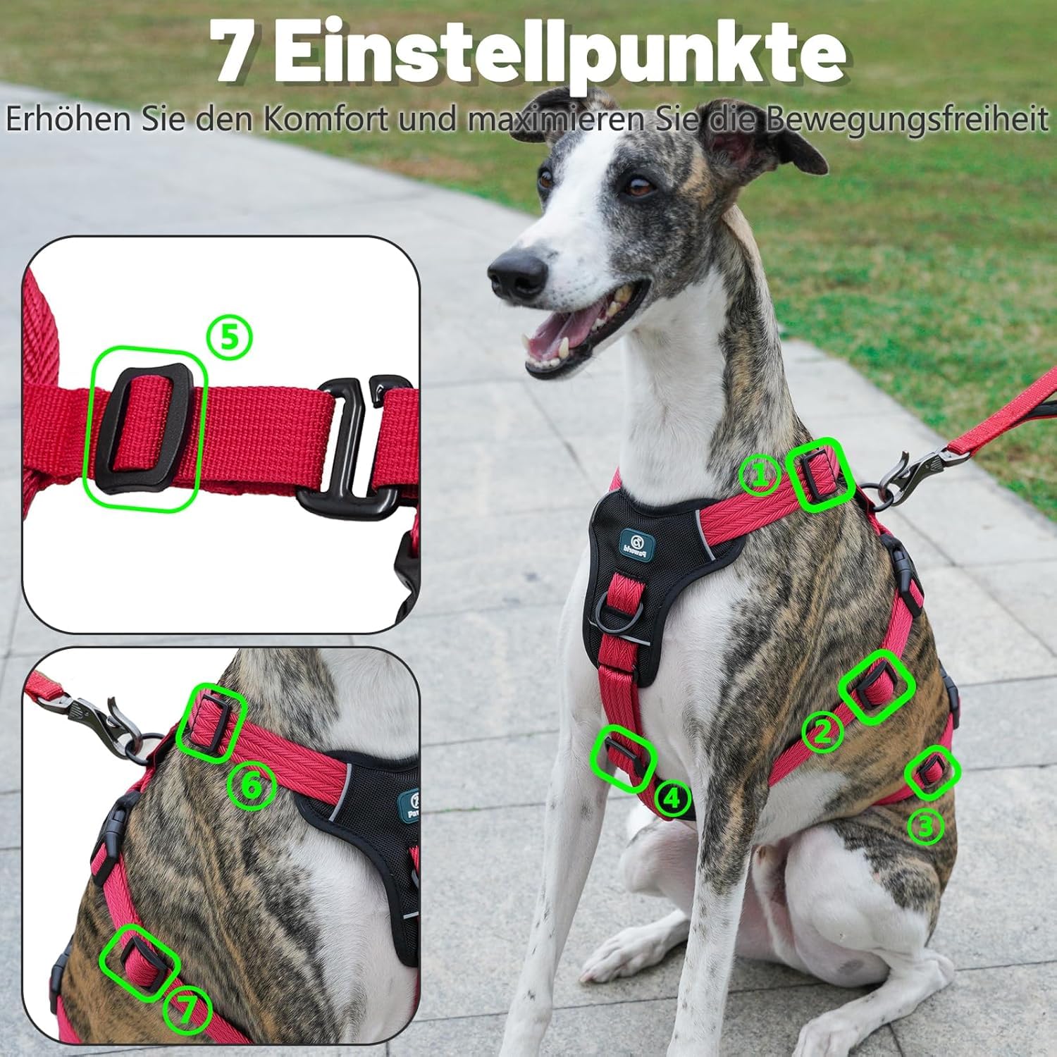 Sicherheitsgeschirr Hund, Anti Zug Hundegeschirr, Panikgeschirr für Hunde, Ausbruchsicheres Geschirr Hund, Verstellbare, Atmungsaktiv Weste für kleine, mittelgroße und große Hunde (Rosarot,M)