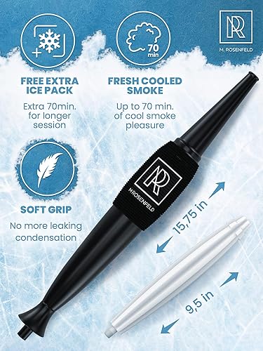 Miniatura 3 de M. ROSENFELD Cachimba de pipa de hielo prémium ICE Bazooka inc 2 paquetes de enfriamiento reforzados y agarre suave Puntas de boca de cachimba