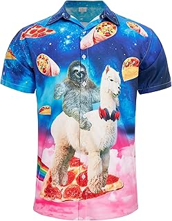 RAISEVERN Mens Hawaiian Shirts Short Sleeve Funny Ugly Casual Shirt, M-XXL