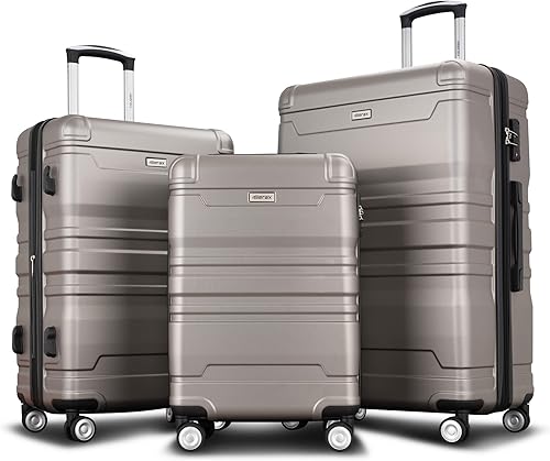 Merax Juego de equipaje de 3 piezas, maleta rígida con ruedas giratorias, bloqueo TSA ligero, Gris, Equipaje Sets Maleta de 3 piezas, Maleta rígida
