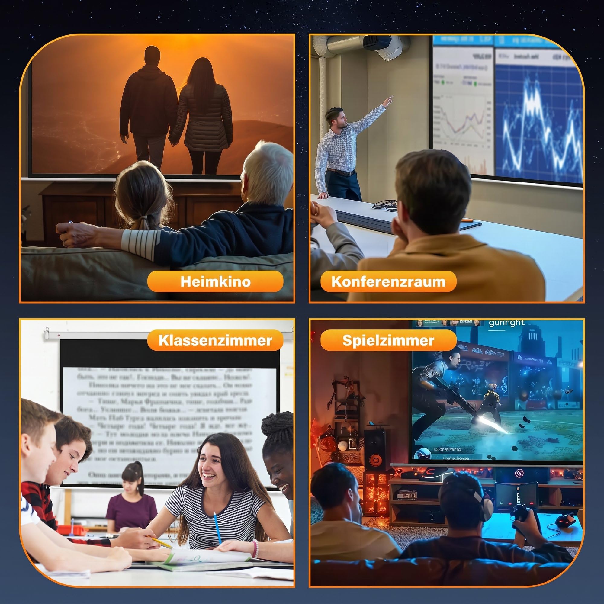 HOMCOM Beamer Leinwand 293x193cm 120 Zoll 16:9 Elektrisch mit Fernbedienung | HD 4K Projektionsleinwand, Rollo-Leinwand, für Wand- und Deckenmontage, für Heimkino, Büro