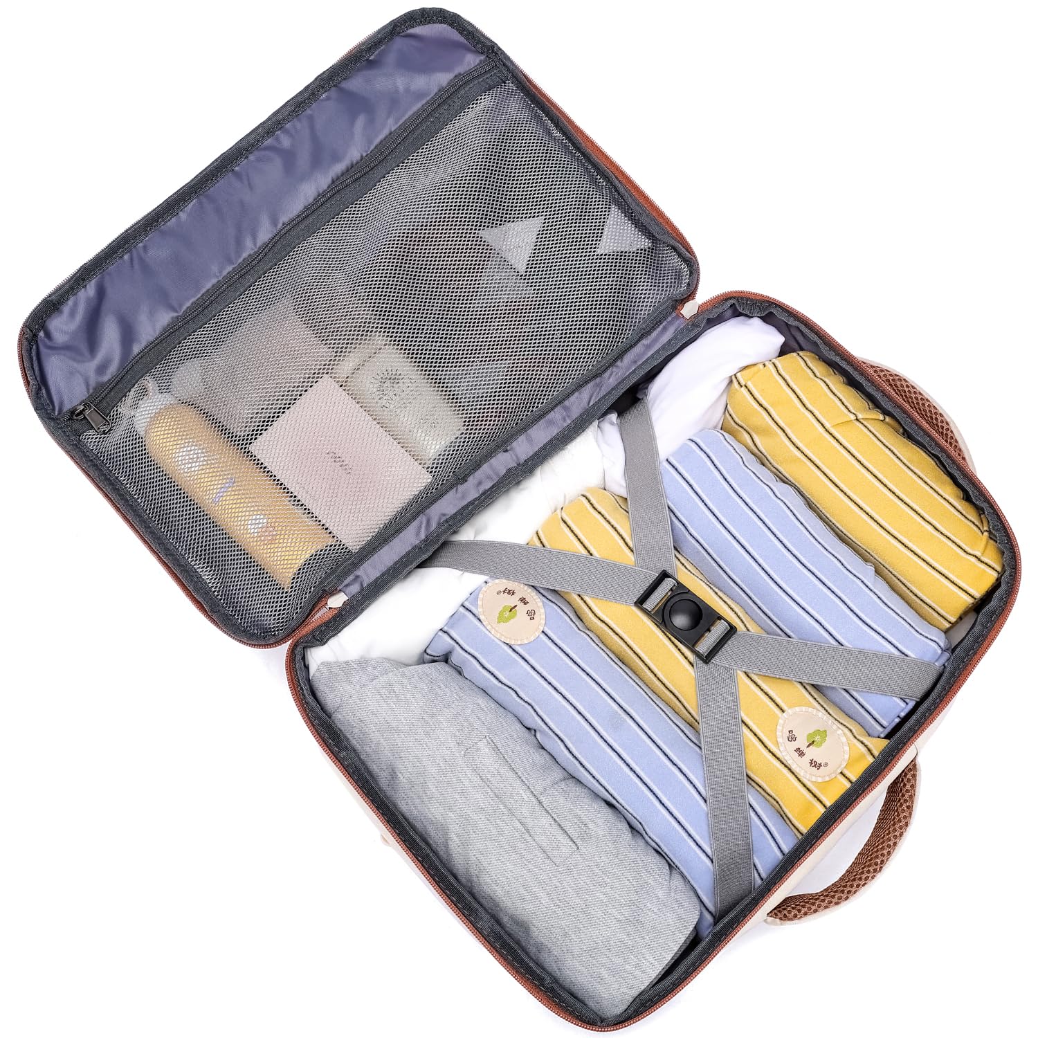 ENZOSUM Zaino da Viaggio per Donna,Zaino 40x30x20,Bagaglio a Mano 40x30x20 per Ryanair Wizz Air Eurowings EasyJet Borsa da Cabina Porta PC 15.6 Pollici,Beige