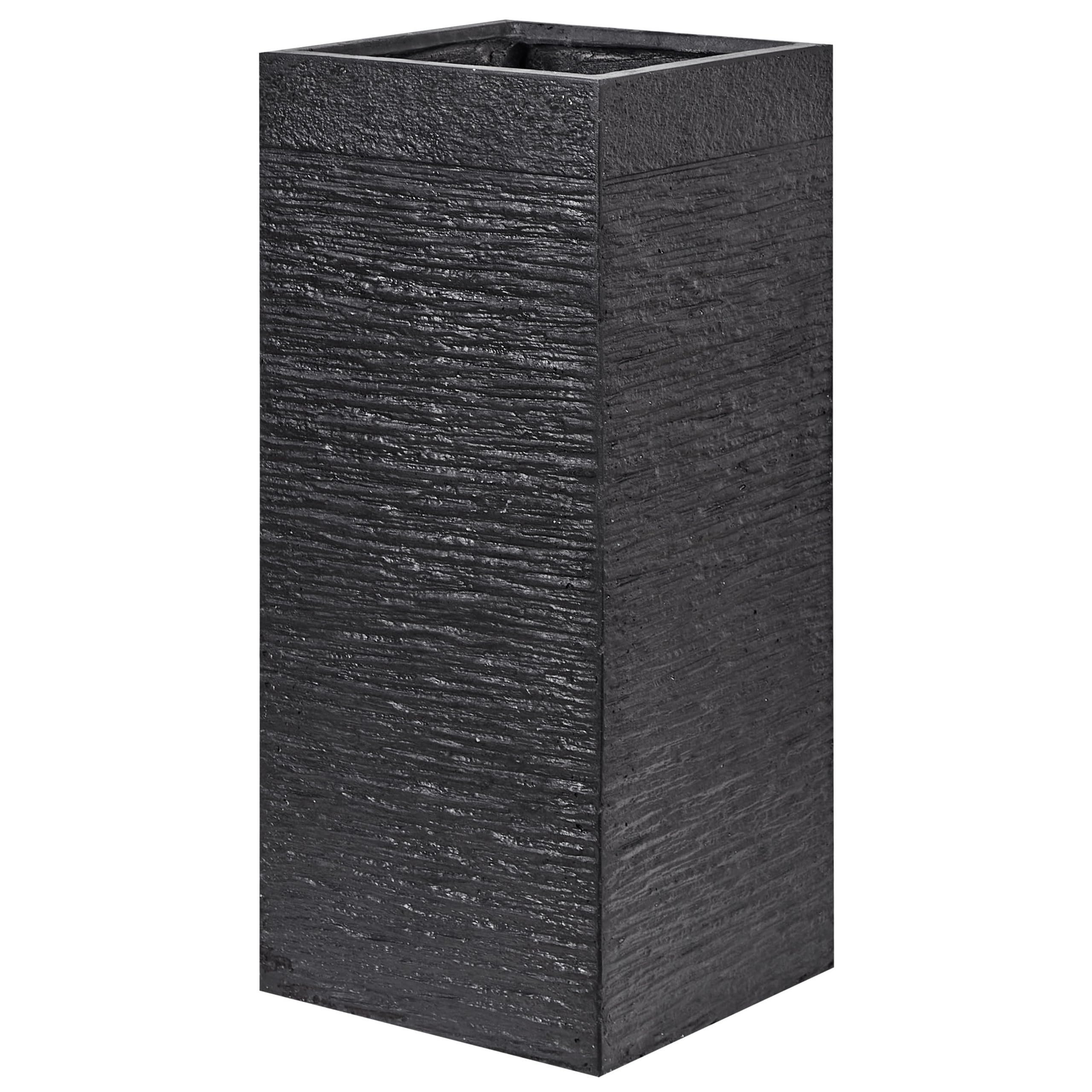 Praktischer Blumentopf 26 x 26 x 60 cm Lehm-Faser-Mischung schwarz Dion