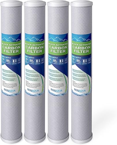 Filtro de agua estándar de 5 micrones con carcasa de coco para toda la casa, 20 x 2.5 pulgadas, se adapta a carcasas de 20 x 2.5 pulgadas. Elimina