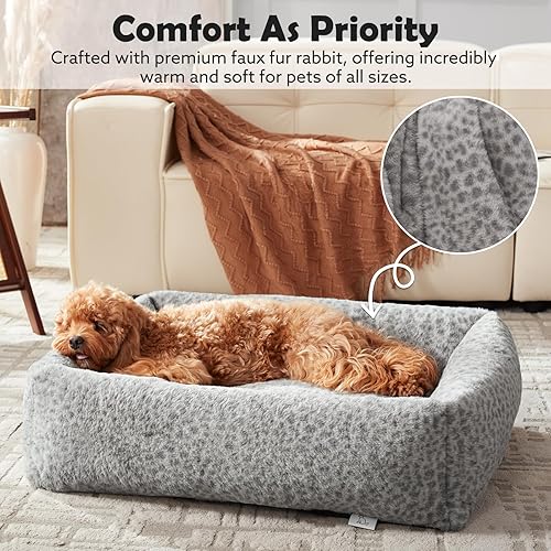 Miniatura 6 de JOEJOY Cama para perro de tamaño mediano, lavable ortopédica de forro polar de pana suave de alta calidad con funda extraíble de cremallera, bonita