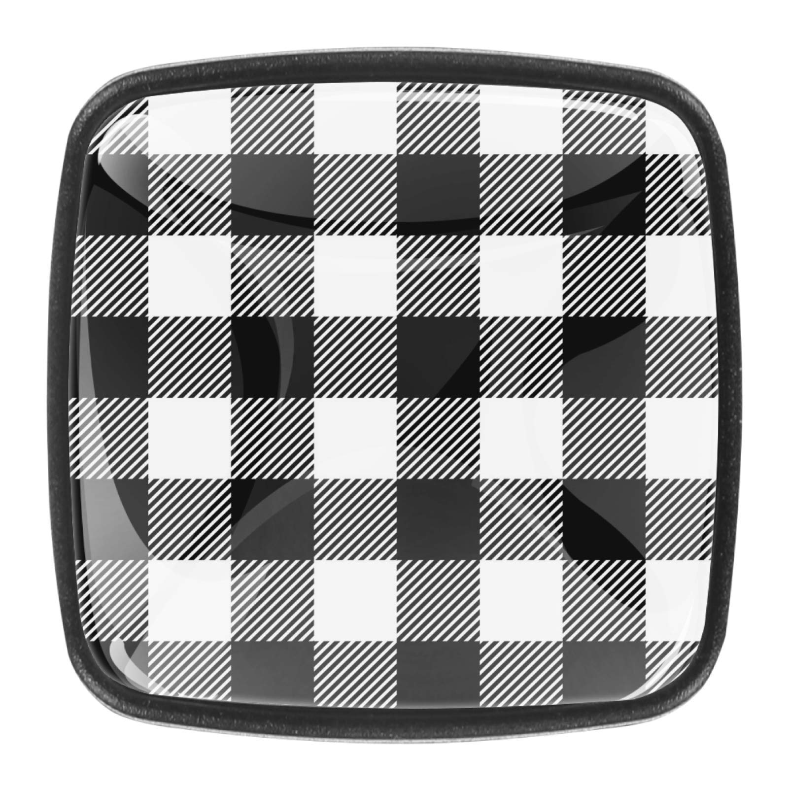 Checkerboard Black & White Drawer Pulls – Decorative Cabinet Handles & Knobs For Kitchen, Dresser, Furniture (Set Of 2)