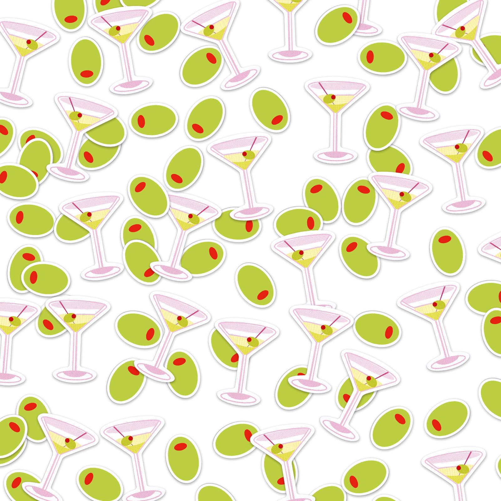 Watersay 400 Pcs Martini Confetti Pink, Olive Party Table Scatter