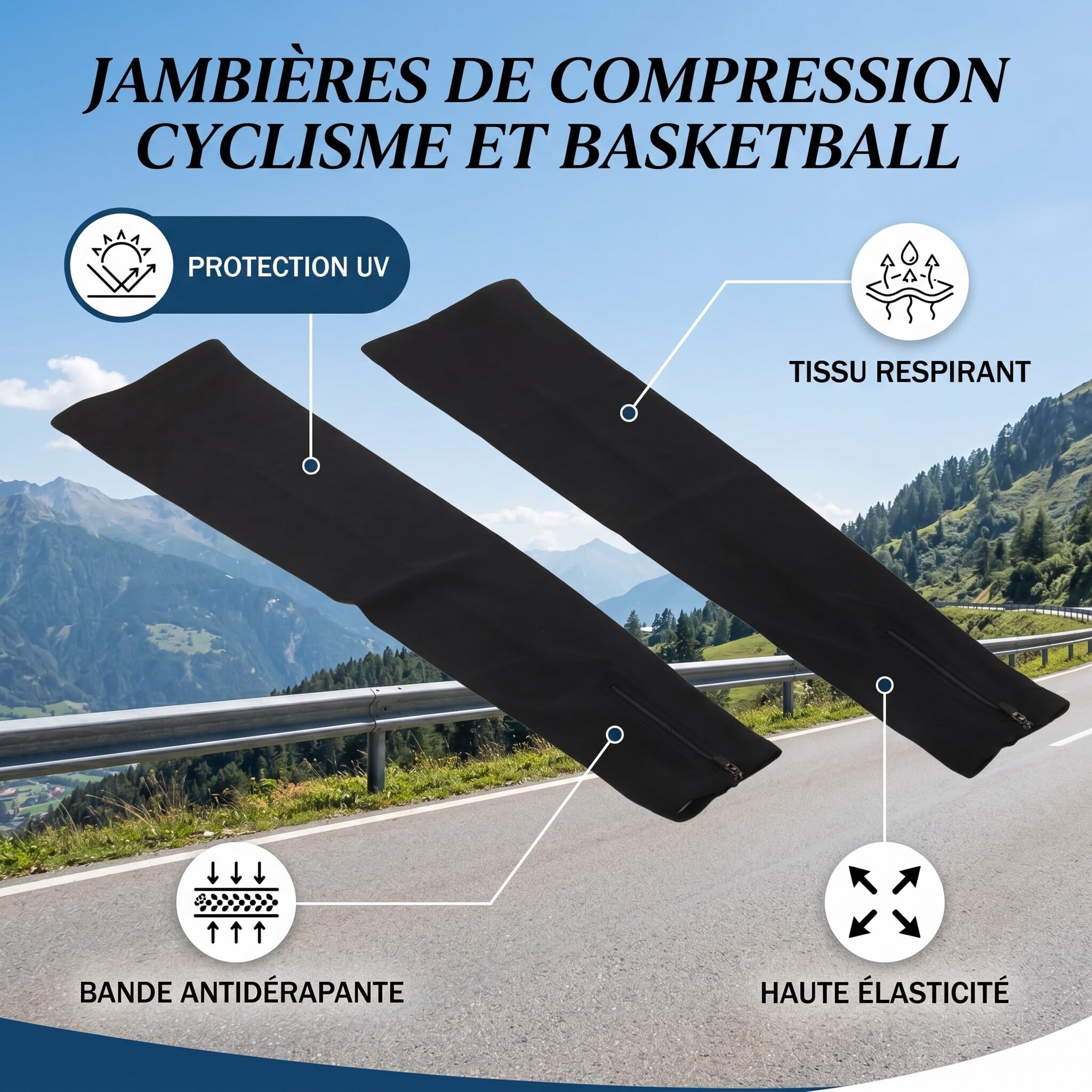 Keenso Fahrrad Beinlinge, Unisex Sport Radfahren Kompression Sonnenschutz Wärme Beinlinge für Basketball Radfahren Fitness